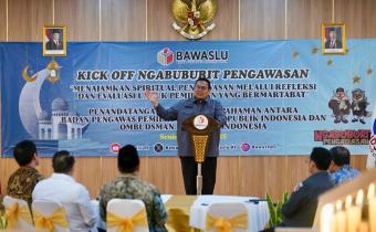 Ketua Bawaslu Rahmat Bagja saat Kick Off Ngabuburit Pengawasan di Jakarta, Senin (3/3/2025).